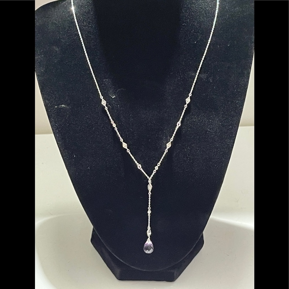 Necklace with Purple Tear Drop and silver 925